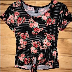 Stretchy polkadot floral top